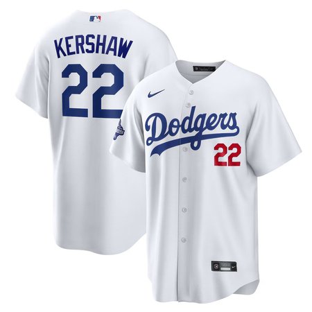 Men's Los Angeles Dodgers #22 Clayton Kershaw Nike White Home 2025 World Series Champions Limited Jersey