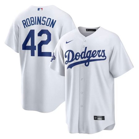 Youth Los Angeles Dodgers #42 Jackie Robinson Nike White 2025 World Series Champions Home Replica Jersey