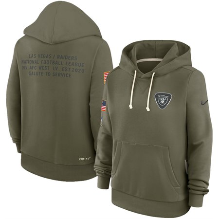Women's Las Vegas Raiders Olive 2025 Salute to Service Sideline Standard Issue Dri-FIT Hoodie(Run Small)