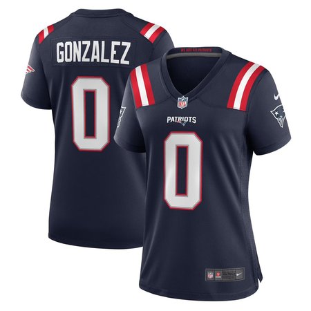Women's New England Patriots #0 Christian Gonzalez Nike Navy Game Jersey