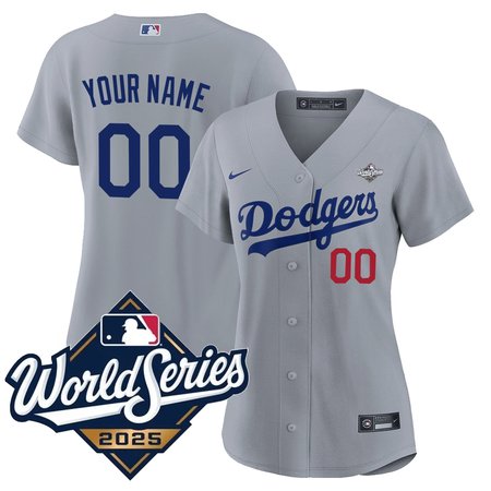 Women's Los Angeles Dodgers Custom Nike Gray 2025 World Series Home Limited Jersey