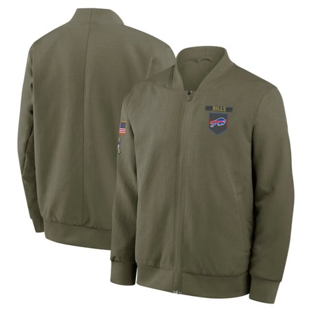 Men's Buffalo Bills Nike Olive 2025 Salute to Service Sideline Full-Zip Bomber Jacket