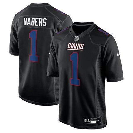 Youth New York Giants #1 Malik Nabers Carbon Black Fashion Game Jersey