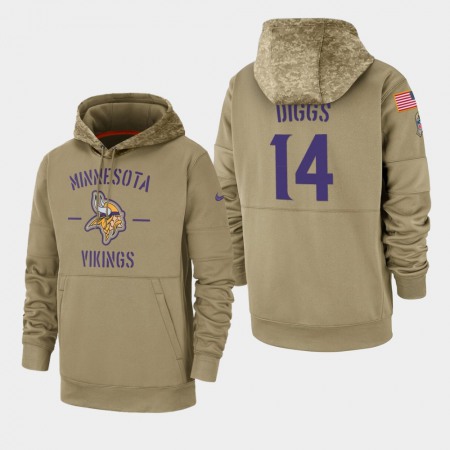 Men's Minnesota Vikings #14 Stefon Diggs Tan 2019 Salute to Service Sideline Therma Pullover Hoodie Men's Minnesota Vikings #14 Stefon Diggs Tan 2019 Salute to Service Sideline Therma Pullover Hoodie
