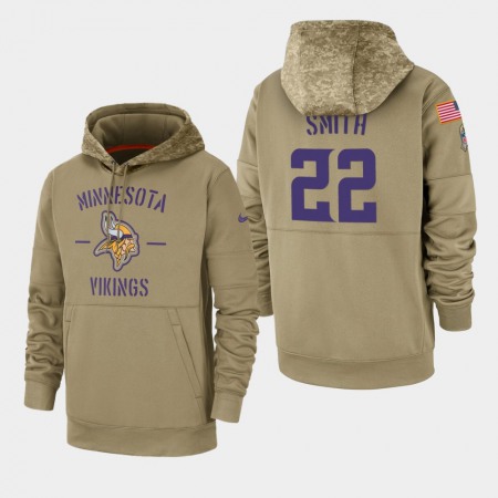 Men's Minnesota Vikings #22 Harrison Smith Tan 2019 Salute to Service Sideline Therma Pullover Hoodie Men's Minnesota Vikings #22 Harrison Smith Tan 2019 Salute to Service Sideline Therma Pullover Hoodie