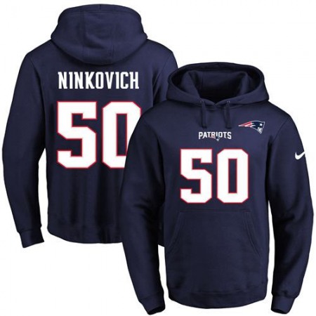 Patriots #50 Rob Ninkovich Navy Blue Name & Number Pullover NFL Hoodie