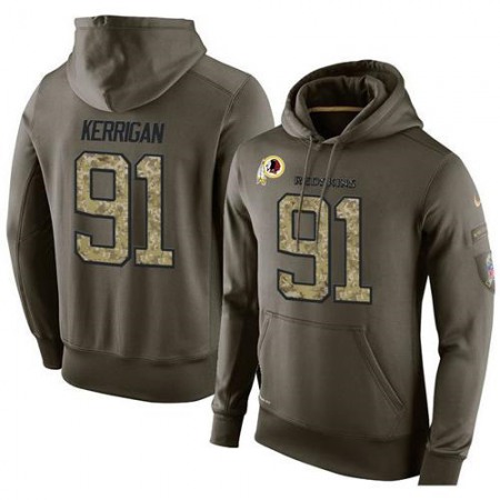 NFL Men's Washington Redskins #91 Ryan Kerrigan Stitched Green Olive Salute To Service KO Performance Hoodie