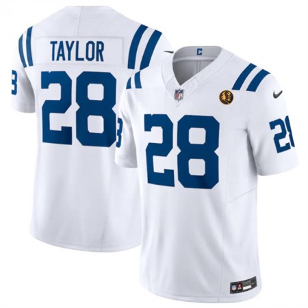 Men's Indianapolis Colts #28 Jonathan Taylor White 2023 F.U.S.E. With John Madden Patch Vapor Limited Stitched Football Jersey Men's Indianapolis Colts #28 Jonathan Taylor White 2023 F.U.S.E. With John Madden Patch Vapor Limited Stitched Football Jersey