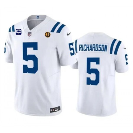 Men's Indianapolis Colts #5 Anthony Richardson White 2023 F.U.S.E. 1-star C Patch And With John Madden Patch Vapor Limited Stitched Football Jersey Men's Indianapolis Colts #5 Anthony Richardson White 2023 F.U.S.E. 1-star C Patch And With John Madden Patch Vapor Limited Stitched Football Jersey