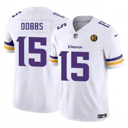 Men's Minnesota Vikings #15 Josh Dobbs Purple White 2023 F.U.S.E. With John Madden Patch Vapor Limited Stitched Football Jersey Men's Minnesota Vikings #15 Josh Dobbs Purple White 2023 F.U.S.E. With John Madden Patch Vapor Limited Stitched Football Jersey