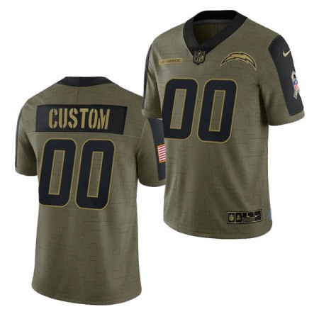 Men's Los Angeles Chargers ACTIVE PLAYER Custom 2021 Olive Salute To Service Limited Stitched Jersey Men's Los Angeles Chargers ACTIVE PLAYER Custom 2021 Olive Salute To Service Limited Stitched Jersey